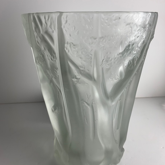 Vtg. Barolac Czech Josef Inwald Heavy Crystal Frosted Glass Forrest Vase 10" HTF - Picture 9 of 14